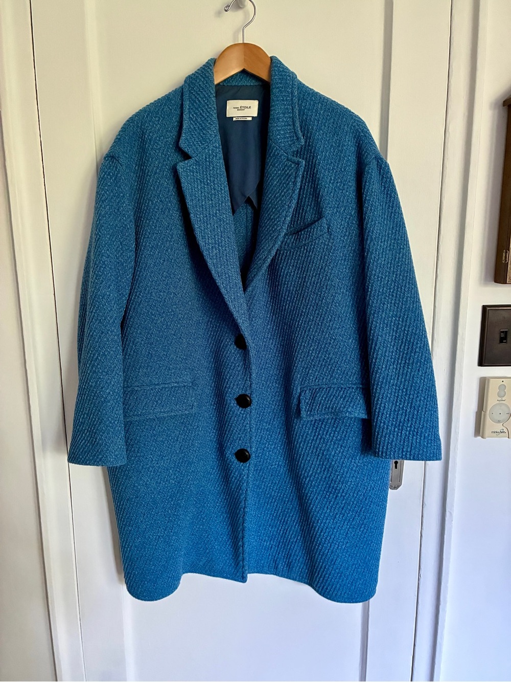 Isabel Marant Etoile Gimi Wool Cocoon Coat in Blue - Size L, US10, FR40
